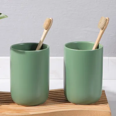 Immagine prodotto di Set di 2 portaspazzolini in Vetroceramica, colore verde