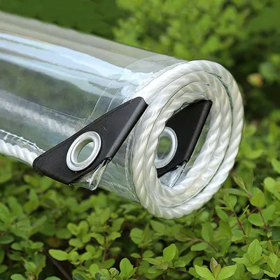 Produktbild von Topchances Wasserdichte Transparent PVC Plane mit Ösen, Strapazierfähige Vordächer Faltbar,0,39mm Regenschutz Abdeckplane Rain Cover für Gartenmöbel Pflanzen Gewächshaus,4Mx5.5M