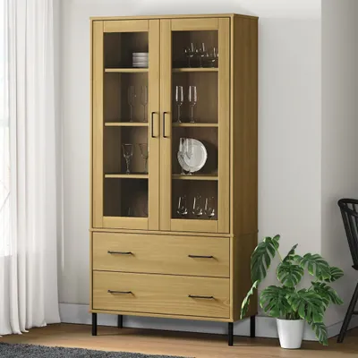 Produktbild von Bücherschrank OSLO Metallbeine Braun 85x35x172,5 cm Massivholz , Bücherregale Design 2024
