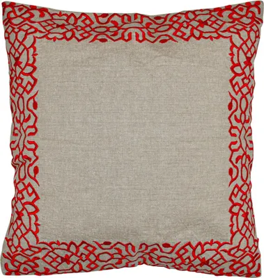 Imagen del producto de Funda de cojín estilo Marrakesh, tamaño 50x50 cm. Cojín decorativo de algodón bordado, ideal para añadir un toque estético a su salón, ya sea en el sillón o en el sofá. Cojín decorativo "Frisia" en color rojo, perfecto como cojín para sillas en el comedor