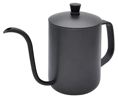Pour-Over-Kaffeekanne 600 ml Edelstahl Schwanenhals schwarz