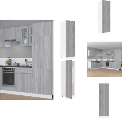 Image de vidaXL Armoire réfrigérée grise Sonoma 60x57x207 cm Matériau dérivé du bois -  Armoires de cuisine