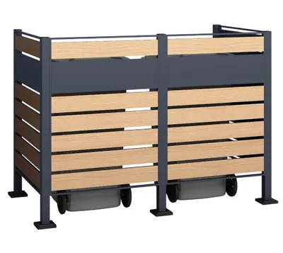 Produktbild von Kovový kryt odpadkového koše Westmann Planum 2x240 L vzhled dřeva 170x90x120 cm