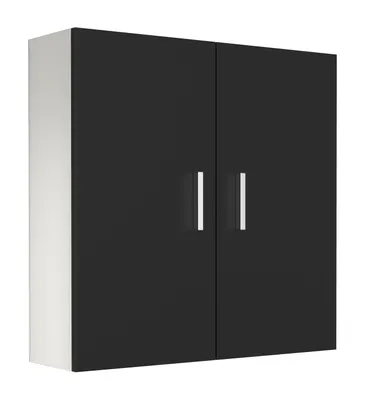 Image de Armoire murale en bois | Armoire de salle de bains | Dimensions: H. 60 x W. 60 x D. 18 cm | 2 Portes | 2 Compartiments - Zalo