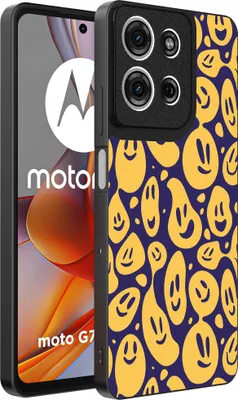 Produktbild von Smartphonica Telefon Fall geeignet für Motorola Moto G75 mit Smiley-Druck - TPU zurück Abdeckung Fall Emoji Design - lila gelb