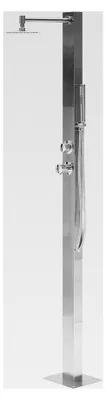 Produktbild von Freistehende Gartendusche aus Kunststoff in Silber mit Handbrause