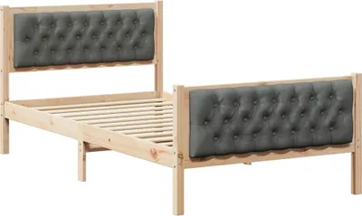 Imagen del producto de Estructura de cama color gris oscuro, 100 x 200 cm, fabricada en madera de pino maciza