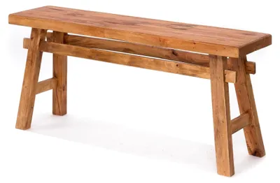 Produktbild von Mahagoni Bank, 118x27,5x53cm (BxTxH) | natürliche Holzbank, rustikale Flurbank, Küchenbank, Vintage Beistellbank, Bettbank | Farbe: 01 Natur-Vintage