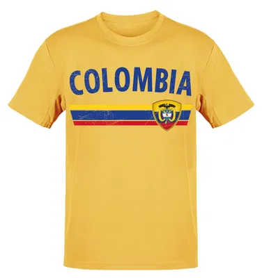 Produktbild von WM EM Fan Shirt Weltmeisterschaft Europameisterschaft 100% Baumwolle T-Shirt Rundhals Fanartikel Herren Damen Fan-Shirt - viele Länder: Kolumbien / XXL Land wählen: Kolumbien Shirt Größe wählen: XXL