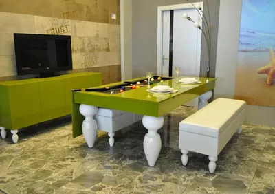 Image de Table de billard multifonctionnelle Table de salle à manger 2 en 1 Tables de billard 7ft