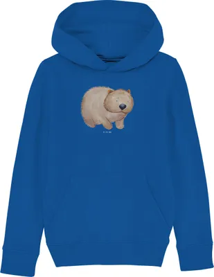 Produktbild von Mr. & Mrs. Panda Kinderpullover Wombat 7-8 Jahre (122/128) - Royal Blue - Geschenk, Das Leben Ist schön, Kinderbekleidung, Hoodie, Kapuzenpulli, Sweatshirt, Pullover