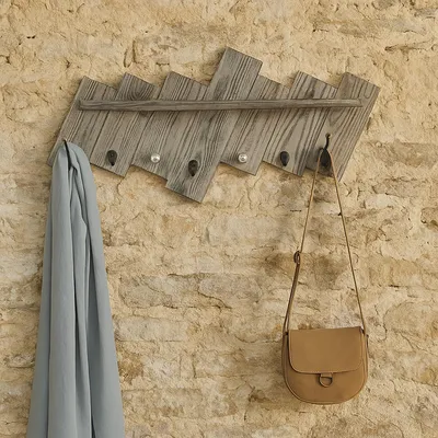 Produktbild von Rustikale Wandgarderobe aus Holz im Vintage-Design