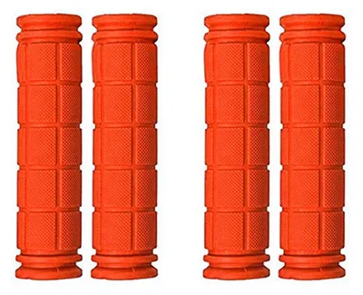 Immagine prodotto di Manopole per bicicletta antiscivolo, in gomma morbida, colore arancione, confezione da 2, diametro 115 mm, diametro interno 22 mm