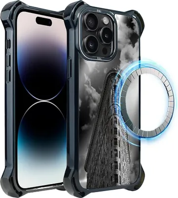 Zdjęcie produktu dla Etui do iPhone 14 Pro, kompatybilne z MagSafe, wzmocnione rogi, czarne, Flatiron