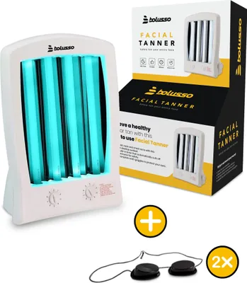 Produktbild von Bolusso 4 Röhren-Gesichtsbräuner mit Memory-Funktion | Eingebauter Timer | 2 Schutzbrillen für sicheres und effektives Bräunen zu Hause | Kompaktes und tragbares Design für eine natürliche Bräune