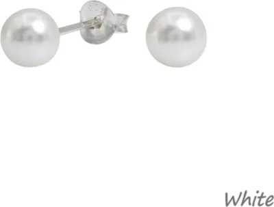 Produktbild von Perlenohrringe: runde Ohrstecker Silber 925 „Kugel“ White