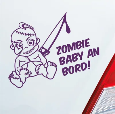 Produktbild von Auto Aufkleber Zombie Baby an Bord on Tour witzig 30x20 cm Lila Sticker Heckscheibenaufkleber