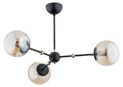 Immagine prodotto di Lampada a sospensione ITORIS nero-oro-ambra 3xE14x10W in metallo, dimensioni: 45x65x65 cm, IP20, Alfa