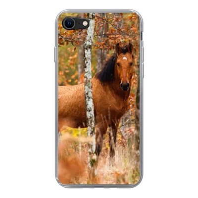 Produktbild von MuchoWow® Handyhülle Schutzhülle Hülle für iPhone SE 2022 Pferd - Wald - Braun Silikon Softcase Handy Hülle - Schutzhülle