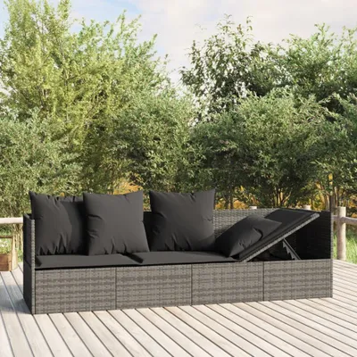 Obrázek produktu pro The Living Store Venkovní lůžko s polštáři Grey Poly Rattan