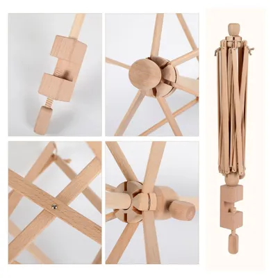 Produktbild von Garnwickler im Regenschirmdesign aus Holz, geeignet für Strick- und Häkelarbeiten