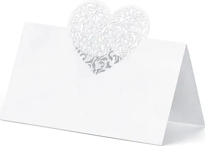 Obrázok produktu pre Kartičky s ornamentom srdca 9x6,5cm prázdne 10 kusov biela perleť