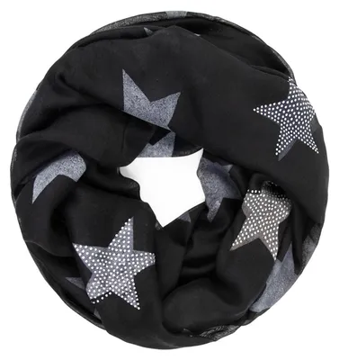 Produktbild von Glamexx24 Loop schal leichter Langschal Sterne Muster Schlauchschal Strass Tuch