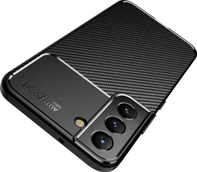 A black smartphone case with a carbon fiber texture.