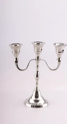Produktbild von Kerzenleuchter 3-Flammen Messing Silber Höhe 18 cm
