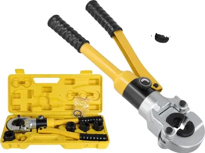 Obrázek produktu pro Hydraulické krimpovací kleště, rozsah krimpování 16-32 mm², ocelový materiál, dvourychlostní přívod oleje, 360° otočná hlava, funkce bezpečnostního ventilu