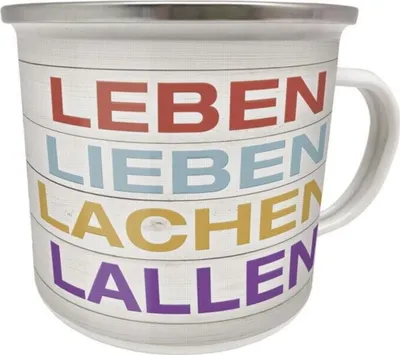 Produktbild von Kult Emaille Becher 0,5 L - LEBEN - LIEBEN - LACHEN - LALLEN , EB 79