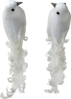 Obrázok produktu pre Clayre & Eef Dekorácie Vtáky 19x9x10 cm Biely plast