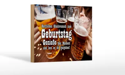 Produktbild von Holzschild Spruch 18x12cm Glückwunsch zum Geburtstag Bier
