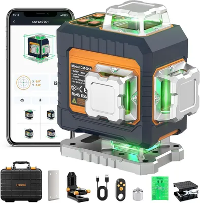 Obrázok produktu pre CIGMAN CMG16 Krížový Laser 4x360° | 16-Liniový Zelený Laser s App a Diaľkovým