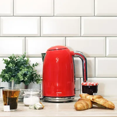Image de Bouilloire électrique 1.7l 2200w rouge - Livoo - DOD180R - rétro