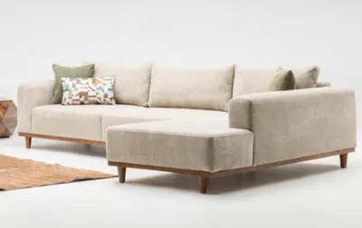 Produktbild von Eckgarnitur Ecksofa L form Stoffsofa Polstersofa Couch Sofa Beige