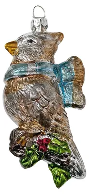 Produktbild von Clayre & Eef Weihnachtsanhänger Vogel Braun Kunststoff