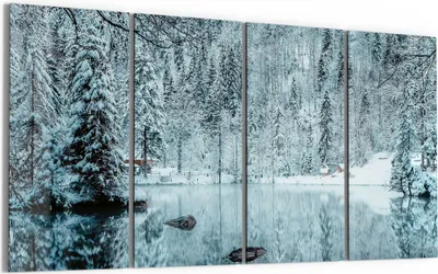 Produktbild von DEQORI Glasbild Echtglas 4x30x60 cm 'Winterspiegelung' Wandbilder XXL groß