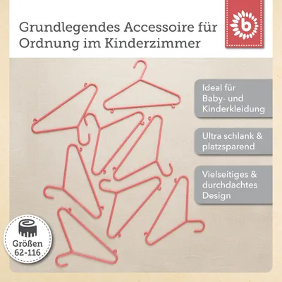 Produktbild von Bieco Kleiderbügel Kinder 8 St. Berry | Länge ca. 30cm | Baby Kleiderbügel | Kunststoff Kleiderbügel Kinder | Baby Organiser Für Kleiderschrank | Clothes Hangers