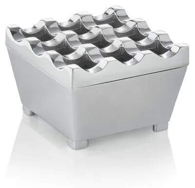Produktbild von 6x Windaschenbecher, 7,5 x 7,5 x 4,5 cm, verchromt, Zinkuss
