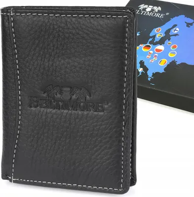 Image de Porte-monnaie en cuir pour homme vertical petit noir Beltimore avec RFiD Cuir Premium