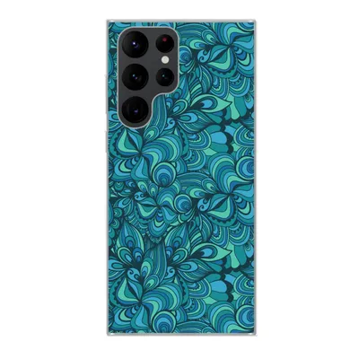 Produktbild von MuchoWow® Handyhülle Schutzhülle Hülle für Samsung Galaxy S22 Ultra Design - Vintage - Blau - Türkis Silikon Softcase Handy Hülle - Abbildung