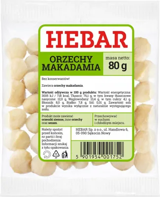 Obrázek produktu pro Makadamové ořechy 80 G - celá jádra - přírodní a nesolené - krémové a máslové