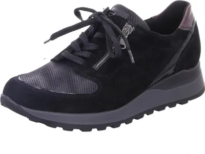 A single black sneaker is shown against a white background.