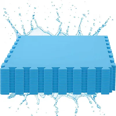 Produktbild von BURI SUMMER Poolmatte 9-72 Stück | 50x50 cm pro Matte | 4,50-18 m² Gesamtfläche | Blau | Rutschfeste Bodenfliesen für Pool, Whirlpool, Garten & Fitness | 4 mm dick | Erweiterbares Stecksystem, Variante:9x = 2,25m²