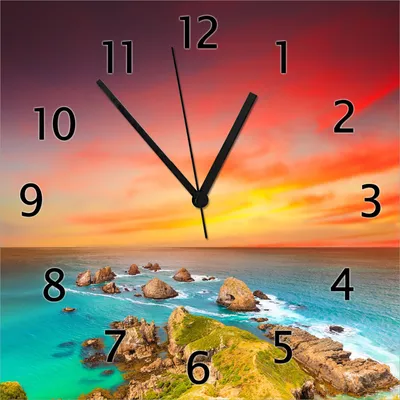 Produktbild von Wallario Design Wanduhr Himmel am Abend aus Echtglas, Größe 30 x 30 cm