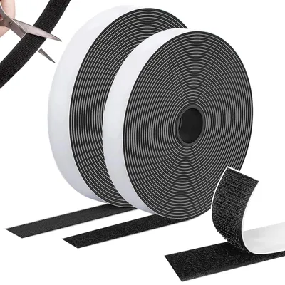 Productafbeelding van Klittenband Zelfklevend 10 m x 20 mm, Extra Sterk, Dubbelzijdig, Zwart