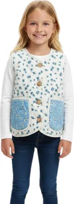 Produktbild von Zara Kinderweste aus Baumwolle mit gestepptem Blumenmuster und Knopfleiste 122