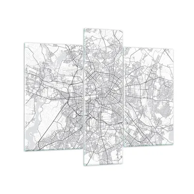 Produktbild von Bilder auf glas - 3 Teile - Stadt Karte Berlin - 95x80cm - Glasbilder - Wandbilder - Bilder - zum Aufhängen bereit - Wanddekoration aus Glas - Glas Bilder - Wandbild auf Glas - GCB95x80-4681