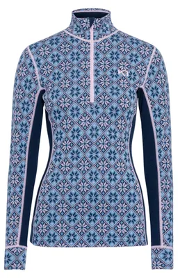 Immagine prodotto di Kari Traa, strato base in Lana, modello Rose, mezza zip, colore blu scuro: taglia S